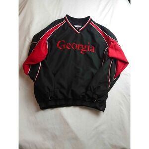 Georgia Bulldogs Windbreaker Jacket Mens M Black Striped 58 Sports Gorpcore